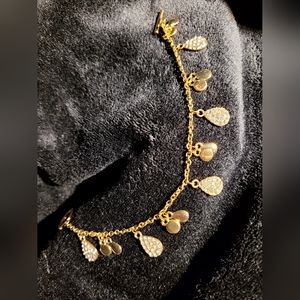 Pretty Goldtone Crystal charm bracelet